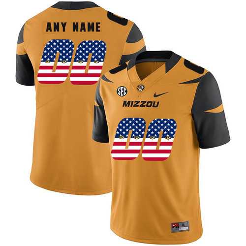 Men%27s Missouri Tigers Customized Gold USA Flag Nike College Football Jersey